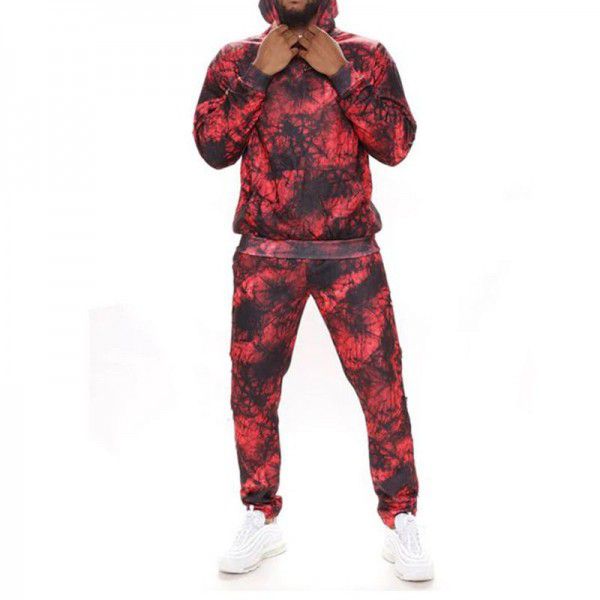 New men's casual sports suit 3D digital printing sweater hooded trousers two-piece men's suit 