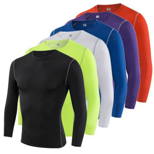 Fitness long-sleeved sports quick-drying clothes compression clothes football basketball running bottoms stretch sweat-absorbing breathable tights 