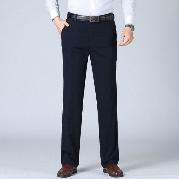 Men's business casual pants 2023 spring and autumn new Korean fashion straight trousers, mid-waist casual men's cotton trousers 