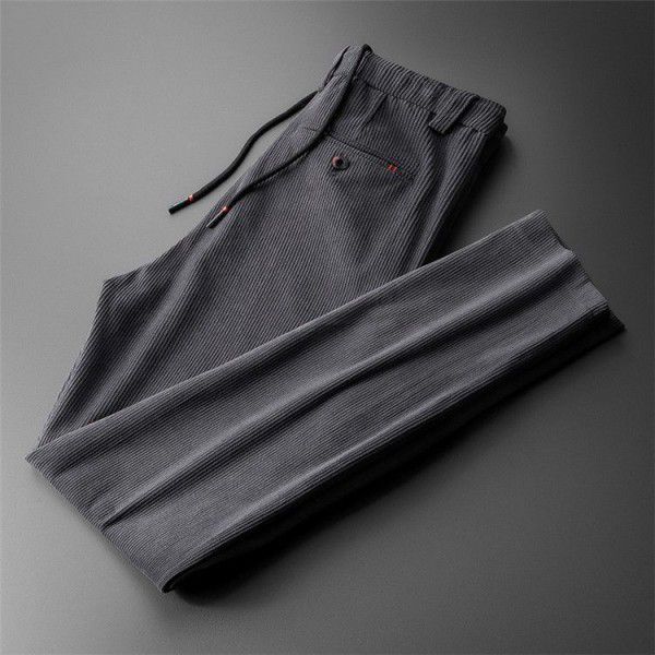 Autumn and winter new corduroy men's casual trousers straight business trousers loose middle-aged and elderly corduroy trousers men's wear 