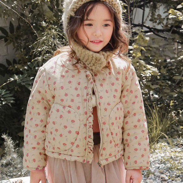 Winter Strawberry Sandra Korean Children's Clothing Children's Girls' Western-style printed cotton plush jacket