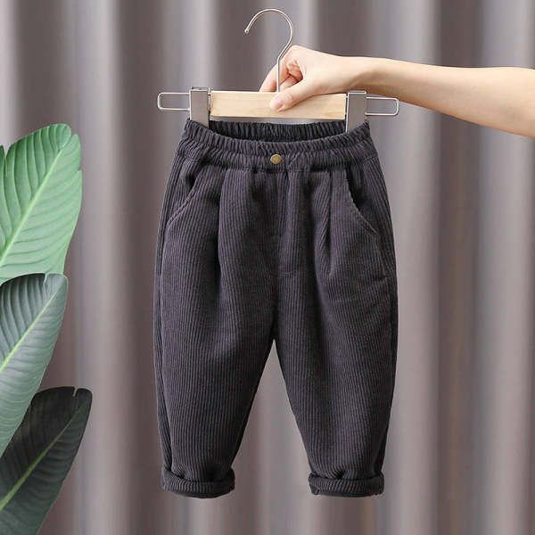 Children's plush trousers in autumn and winter, boys and girls' all-in-one trousers, plush plush corduroy, baby's winter trousers in 
