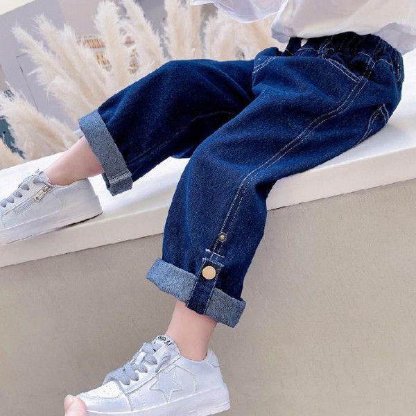 Girls' Jeans Spring and Autumn 2022 New Korean version of baby girls' autumn children's clothes autumn clothes westernized wide leg pants 