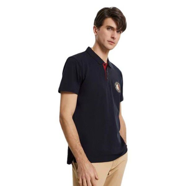 Spot Summer Tommy Men's Casual Simple Cotton Polo Embroidery Letter Style Short Sleeve POLO T-shirt 