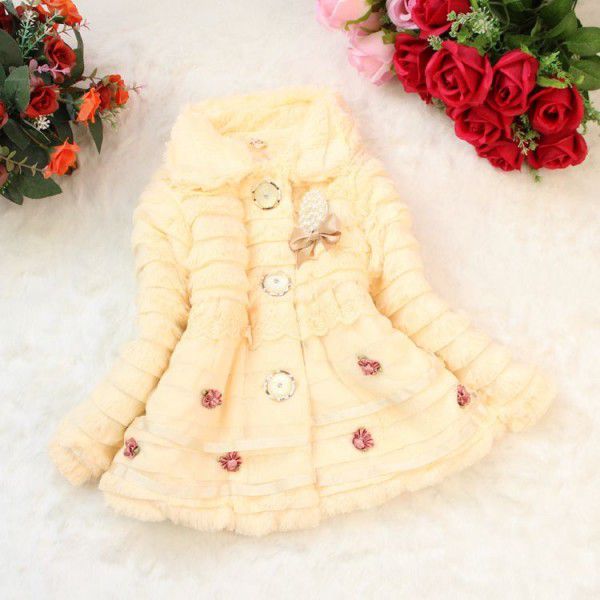 Winter children's coat Girls' fur other pearl pendant coat Fashion fur coat 