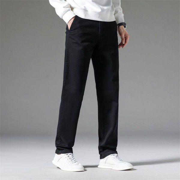 D&J fashion brand men's casual pants thickened men's trousers warm trousers straight tube middle-aged and old business dad pants men's style 