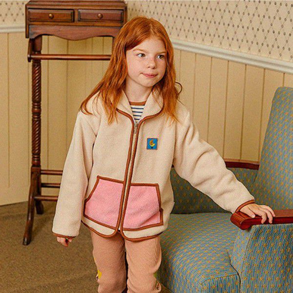 Spot 2022 autumn and winter new product ps children's warm middle and small boys and girls embroidered double-sided thickened color-block coat 