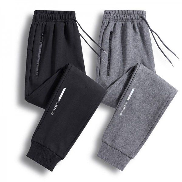 Pure cotton sports pants Men's spring and autumn thin casual trousers, closed-up guard pants, autumn loose large leggings trend 