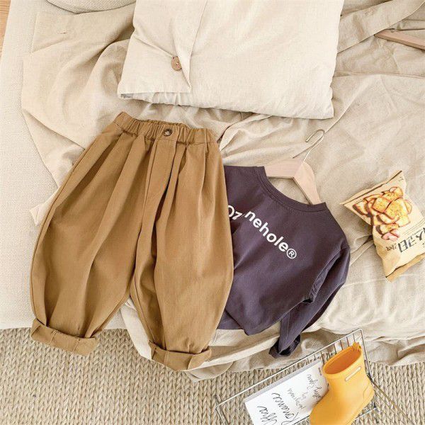 Children's pants Spring version of the new Korean version of children's radish pants Fashion style cute handsome pants wide legs 