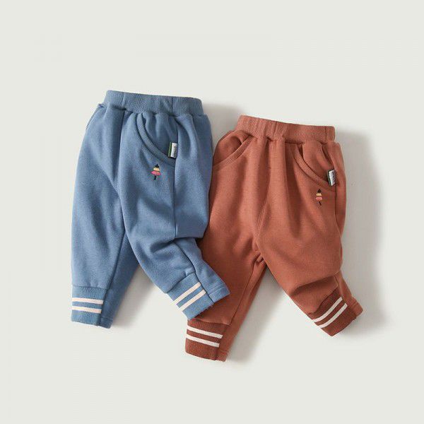 Boys' flannelette trousers 2021 winter new men's and women's trousers plush warm casual sports thick leggings trousers 