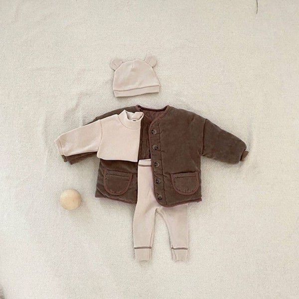 Baby corduroy thickened cotton-padded jacket for boys and girls in autumn and winter 2022 cotton jacket for children 