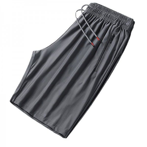 Ice Silk Pants Men's casual pants Men's thin summer quick-drying sports oversized five-point shorts