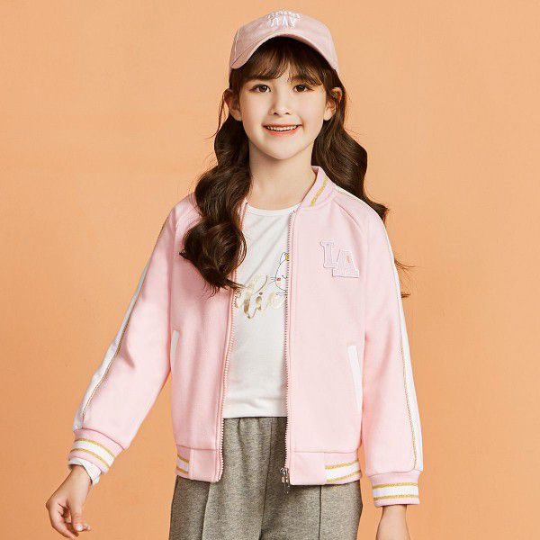 Spring new girls' coat loose and fashionable children's baseball suit comfortable sports top
