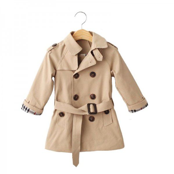 Boys' windbreaker coat Spring and autumn girls' coat medium length thickened coat British children's windbreaker