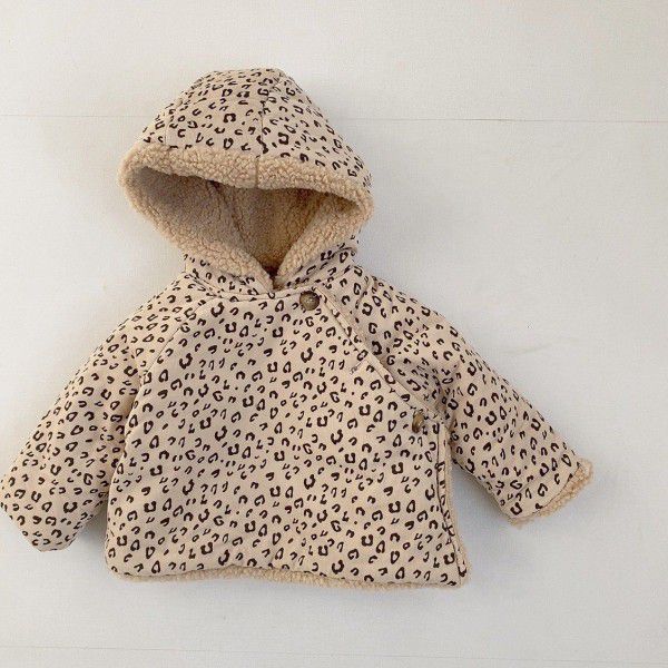 Children's winter cotton coat, baby's lamb cashmere thickened coat, baby winter warm coat, girl's plush cotton coat