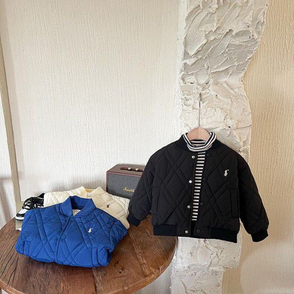 Boys' baseball jacket, thickened cotton jacket, winter jacket, children's winter clothes, cotton jacket, baby's cool trend