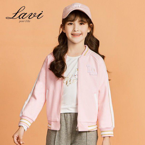 Spring new girls' coat loose and fashionable children's baseball suit comfortable sports top