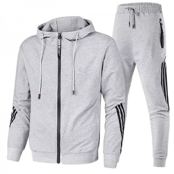 European and American men's casual sports suit Fashion zipper coat Men's and women's running sports suit