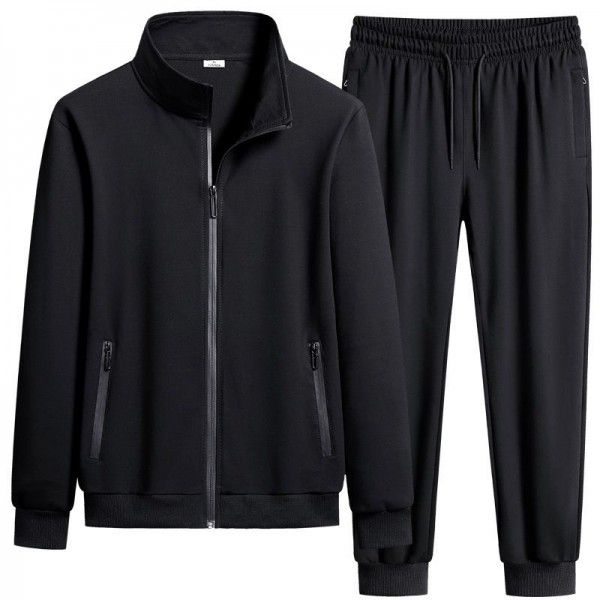 New men's casual sports suit, cotton cardigan, sweater and pants two-piece suit, fashionable and comfortable men's clothing wholesale 