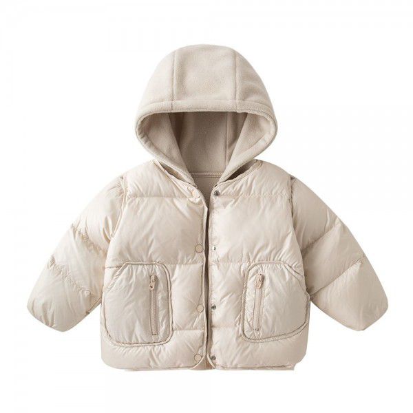 Baby 90 white duck down jacket winter baby down vest two-piece suit boy autumn and winter thick coat