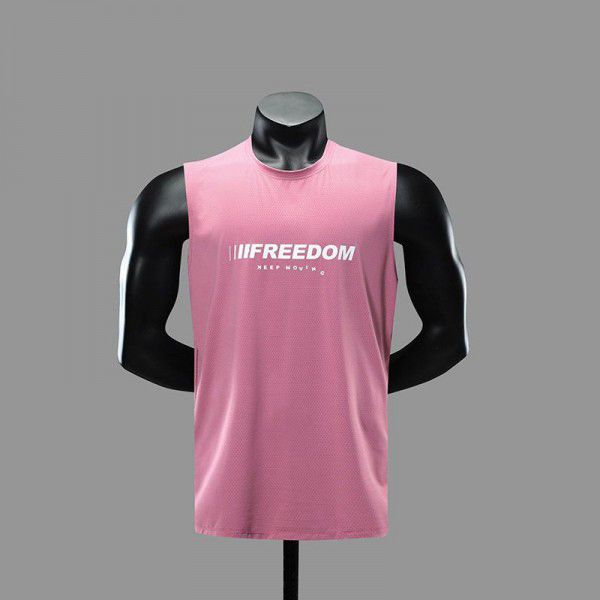 Men's basketball sports vest sleeveless T-shirt fitness training vest quick-drying ice silk running short sleeve top