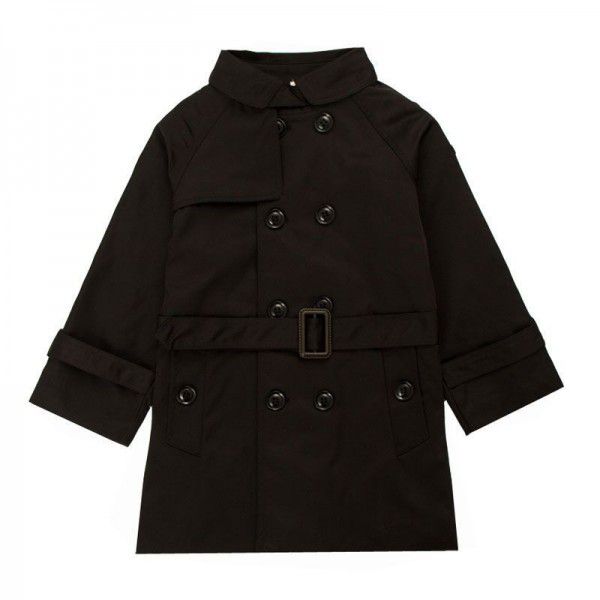 Boys' windbreaker coat Spring and autumn girls' coat medium length thickened coat British children's windbreaker