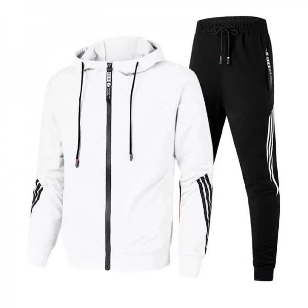 European and American men's casual sports suit Fashion zipper coat Men's and women's running sports suit