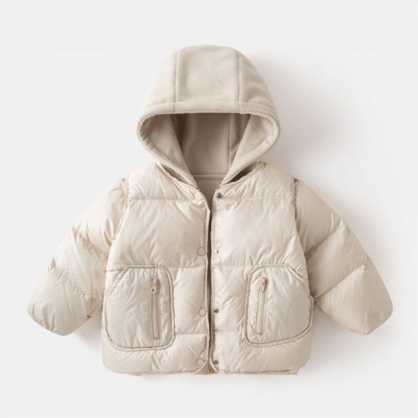 Baby 90 white duck down jacket winter baby down vest two-piece suit boy autumn and winter thick coat