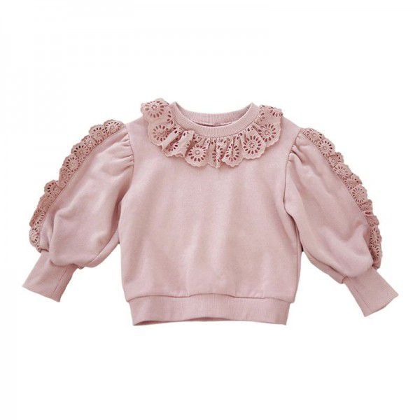 Spring Strawberry Shan Korean Children's Clothing Children's Girls' Fashionable Lace Loose Pullover Long Sleeve Sweater in Stock