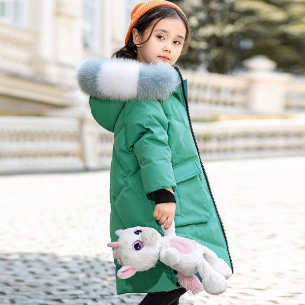 Girls' overcoat, winter dress, foreign style, little girls' cotton-padded clothes, middle and big children's clothes, medium and long cotton-padded clothes, cotton-padded jacket