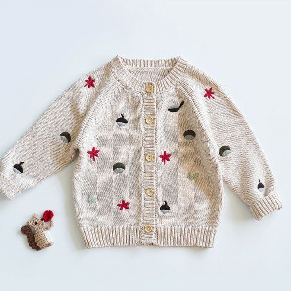 Children's sweater wholesale girls autumn and winter new style embroidery sweater cardigan European and American style children's cotton coat