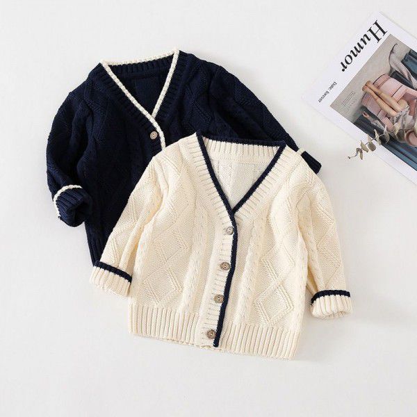 Children's knitting cardigan sweater boys' spring and autumn boys' spring clothes sweater top boys' coat children's clothes