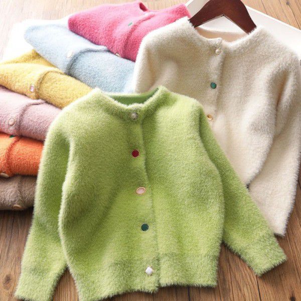 Girls autumn and winter new mink sweater sweater coat trend