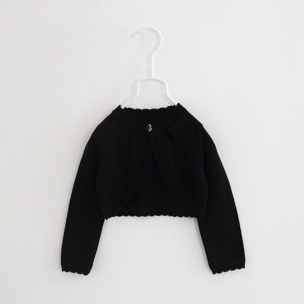 Bowknot middle and small children's shawl children's air-conditioned shirt summer girls knitted cardigan coat