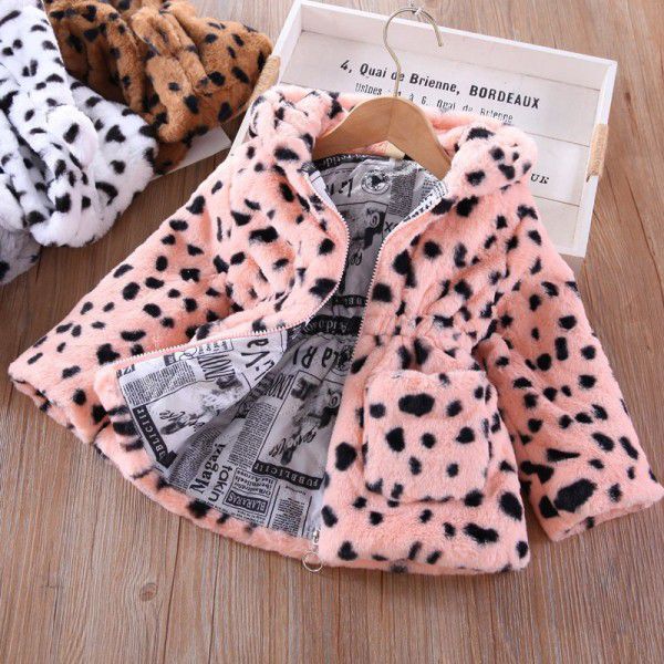 Children's clothing autumn and winter new girls' wool sweater children's imitation fur cotton-padded jacket ear thickening cotton jacket