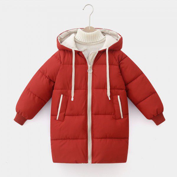 Children's down cotton-padded clothes, boys and girls' middle and long girls' winter clothes, Korean version cotton-padded clothes, baby cotton-padded jacket
