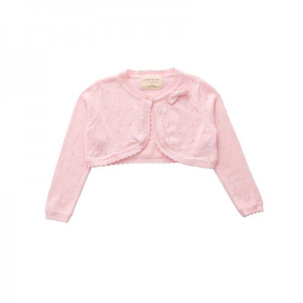 Bowknot middle and small children's shawl children's air-conditioned shirt summer girls knitted cardigan coat