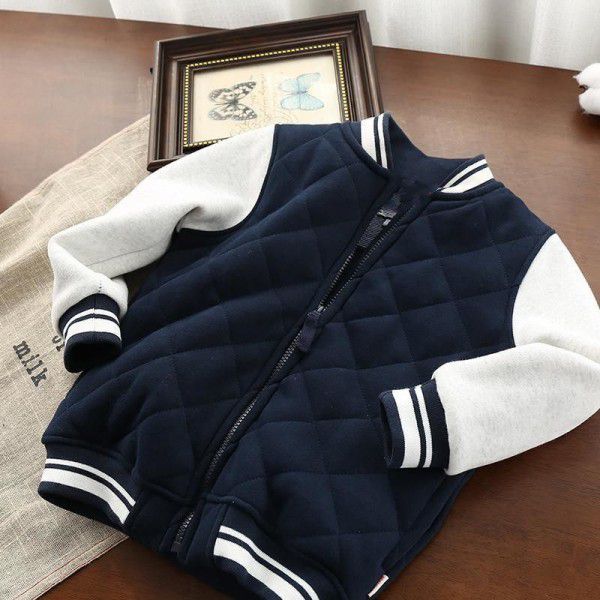 New children's baseball suit Boys' foreign style cotton jacket Thickened fashionable foreign style warm jacket Fashion one generation 
