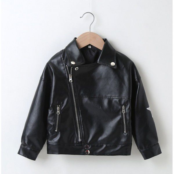 Boys' autumn and winter fashion Korean leather jacket children's handsome fashionable motorcycle clothing PU leather cool leather clothes
