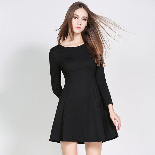 Spring dress small black skirt slim slim waist simple A-hem bottom dress black short work skirt OL