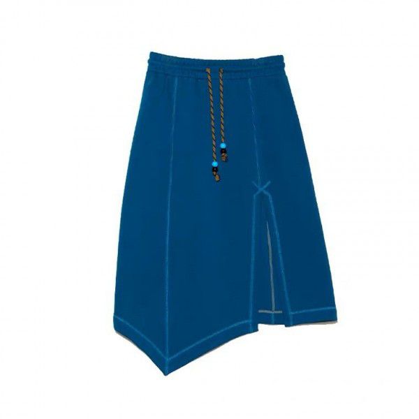 Early spring design simple casual irregular split drawcord A-line skirt women's thin skirt 