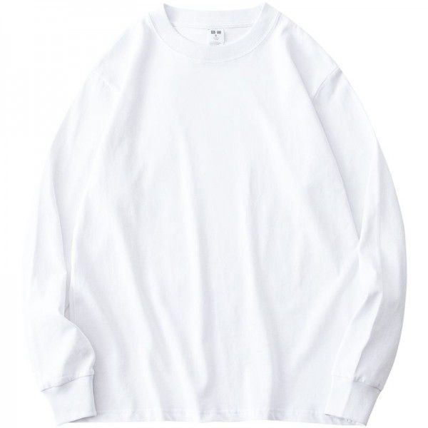 Autumn long-sleeved white cotton t-shirt women's all-cotton solid color basic round neck bottom shirt