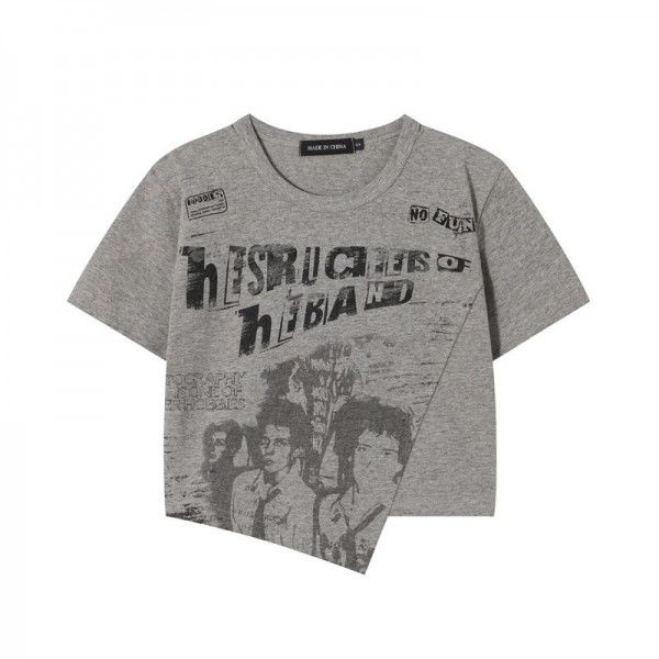 American style retro Spicy Girls' short-sleeved T-shirt in summer looks thin and small, chic and short