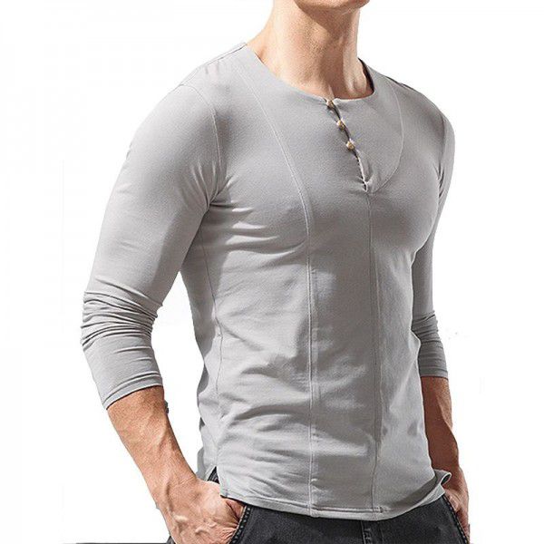 European and American men's long-sleeved round-neck t-shirt Men's bottom shirt Men's T-shirt Amazon popular