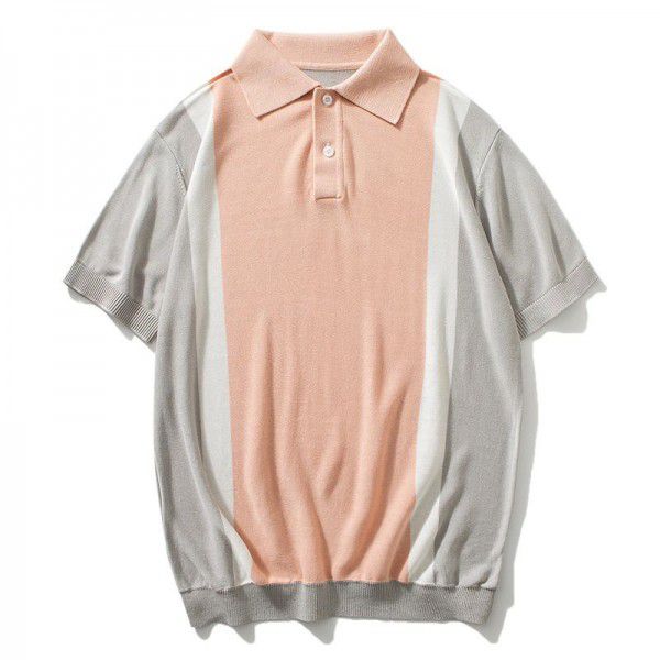 Summer men's short-sleeved plain lapel short-sleeved T-shirt loose casual spot Korean version