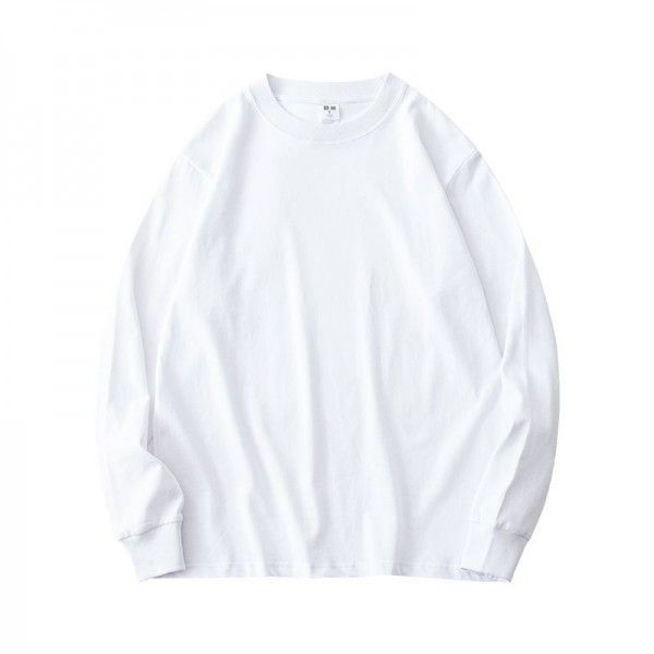 Autumn long-sleeved white cotton t-shirt women's all-cotton solid color basic round neck bottom shirt